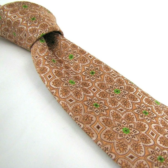 ROBERT TALBOTT Tie Lime Green Floral Jacquard - Picture 1 of 8